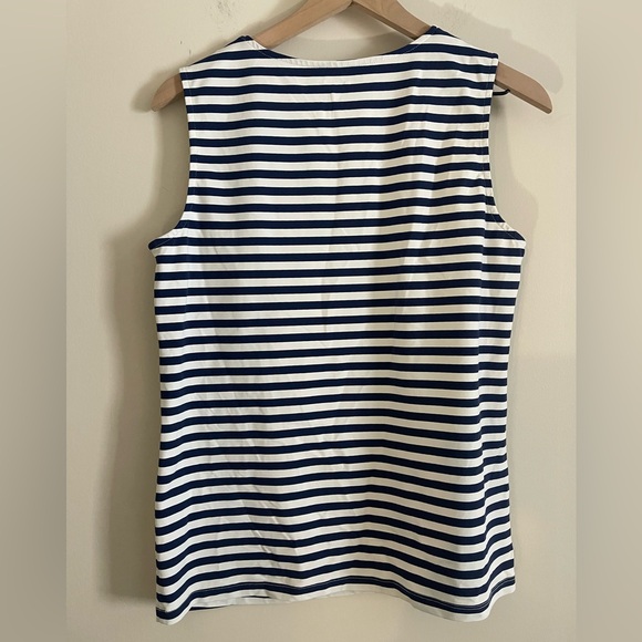 J McLaughlin Womens Striped Sleeveless Tank Top Large Blue Nautical Summer - Picture 4 of 5